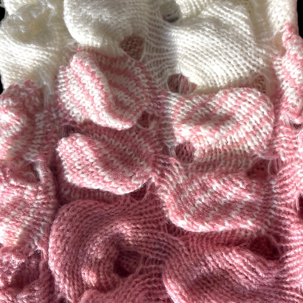 Pink & Cream Hand Knit Sweater - Picture 12 of 13
